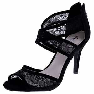 FIONI Clothing Black Lace Heels